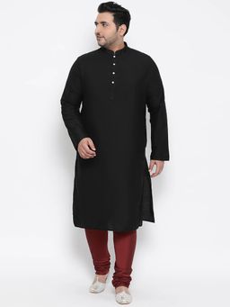 KISAH PLUS - Charcoal Solid Kurta And Churidar (Set of 2)