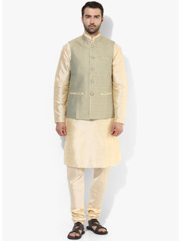 KISAH - Kurta And Churidar With Beige Nehru Jacket (Set of 3)