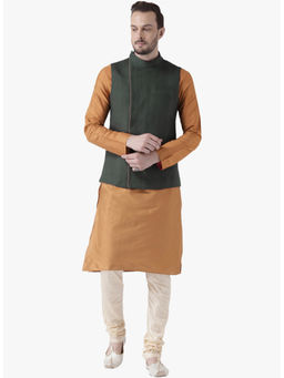 KISAH - Kurta And Churidar With Green Nehru Jacket (Set of 3)