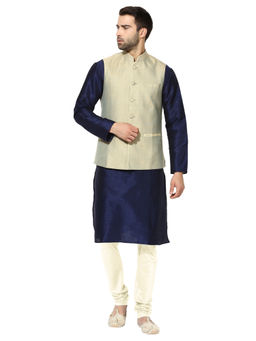 KISAH - Kurta And Churidar With Beige Nehru Jacket (Set of 3)