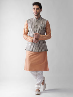 KISAH - Men Grey Kurta Jacket (set Of 3)