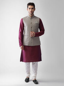 KISAH - Men Grey Kurta Jacket (set Of 3)