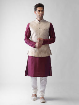 KISAH - Men Gold Kurta Jacket (set Of 3)