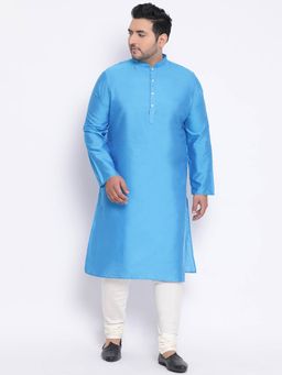 KISAH PLUS - Blue Solid Kurta And Churidar (Set of 2)