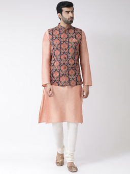 KISAH - Peach Kurta and Jacket with Churidar (Set of 3)