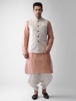 KISAH - Men White Kurta Jacket (set Of 3)