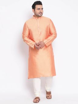 KISAH PLUS - Peach Solid Kurta And Churidar (Set of 2)