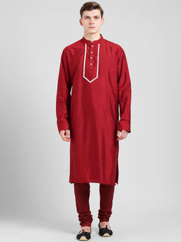 KISAH - Men Maroon Cotton Kurta