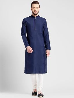 KISAH - Navy Blue Kurta And Churidar (Set of 2)