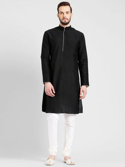 KISAH - Men Black Cotton Kurta