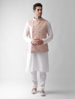 KISAH - Men Pink Kurta Jacket (set Of 3)