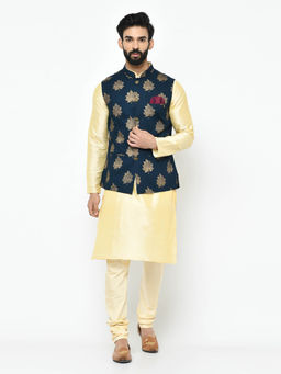 KISAH - Blue Kurta & Jacket With Churidar (Set of 3)