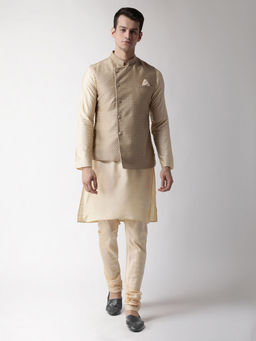 KISAH - Men Beige Kurta Jacket (set Of 3)