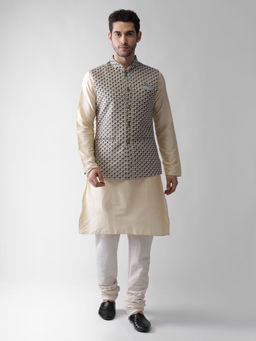 KISAH - Men Grey Kurta Jacket (set Of 3)