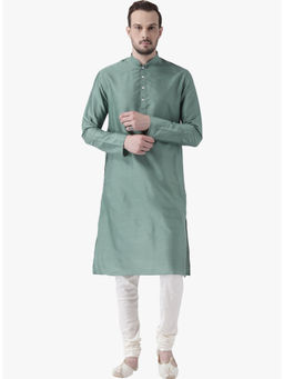 KISAH - Green Solid Kurta with Churidar (Set of 2)