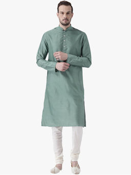 KISAH - Green Solid Straight Kurta