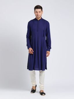 KISAH - Men Navy Rayon Kurta