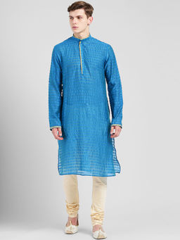 KISAH - Men Blue Cotton Kurta
