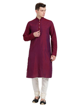 KISAH - Maroon Solid Kurta with Churidar (Set of 2)