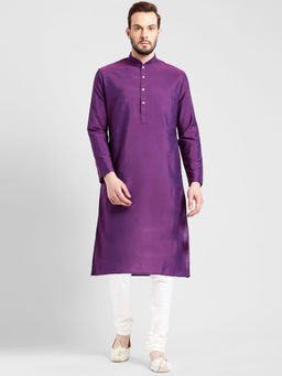 KISAH - Purple Solid Kurta with Churidar (Set of 2)