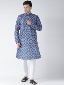 KISAH - Men Navy Cotton Kurta