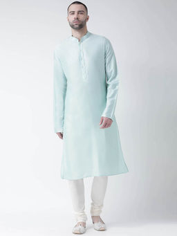 KISAH - Turquoise Blue Solid Kurta with Churidar (Set of 2)