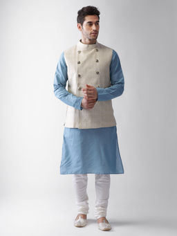 KISAH - Men Cream Kurta Jacket (set Of 3)