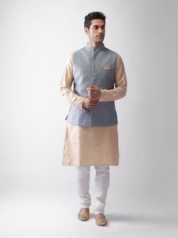 KISAH - Men Grey Kurta Jacket (set Of 3)