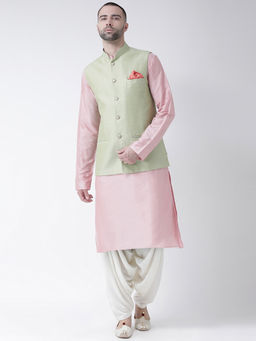 KISAH - Kurta And Patiala With Green Nehru Jacket (Set of 3)