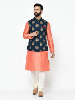 KISAH - Blue Kurta & Jacket With Churidar (Set of 3)