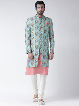 KISAH - Blue Sherwani and Kurta with Churidar (Set of 3)