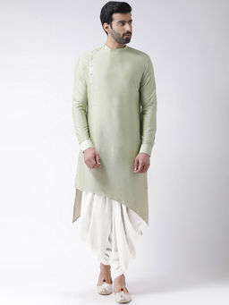 KISAH - Green Solid Kurta with Dhoti Pants (Set of 2)