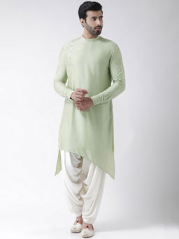 KISAH - Men Mint Green Solid Cotton Blend Kurta Patiyala Set