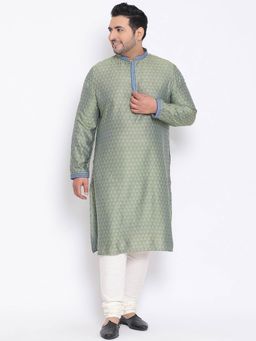 KISAH PLUS - Olive Woven Kurta And Churidar (Set of 2)