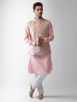KISAH - Men Pink Kurta Jacket (set Of 3)