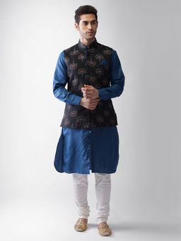 KISAH - Men Black Kurta Jacket (set Of 3)