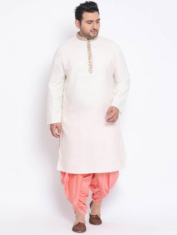 KISAH PLUS - White Solid Kurta And Dhoti Pant (Set of 2)
