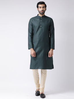 KISAH - Olive Solid Kurta with Churidar (Set of 2)