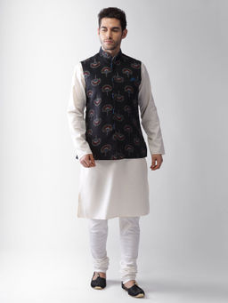 KISAH - Men Black Kurta Jacket (set Of 3)