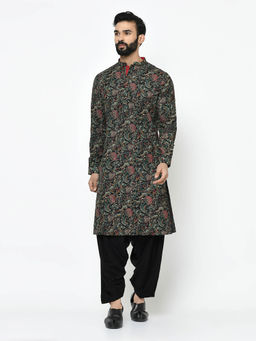 KISAH - Black Printed Kurta with Churidar