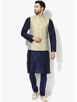 KISAH - Kurta And Churidar With Beige Nehru Jacket (Set of 3)