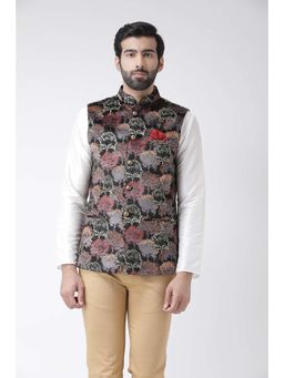 KISAH - Black Printed Nehru Jacket