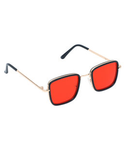 Spiky - Black Frame Red Lens Rectangle UV Protection Sunglass KABI_BLK_RED