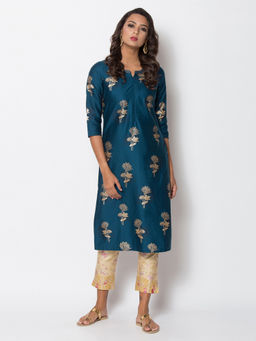 Biba - Teal Printed Kurta