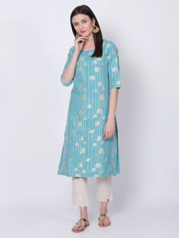 Biba - Blue Floral Kurta