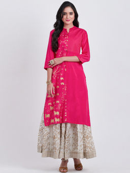 Biba - Pink Floral Kurta