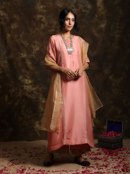 Kanika Sharma - Naksh A-Line Kurta And Palazzo With Organza Dupatta (Set of 3)