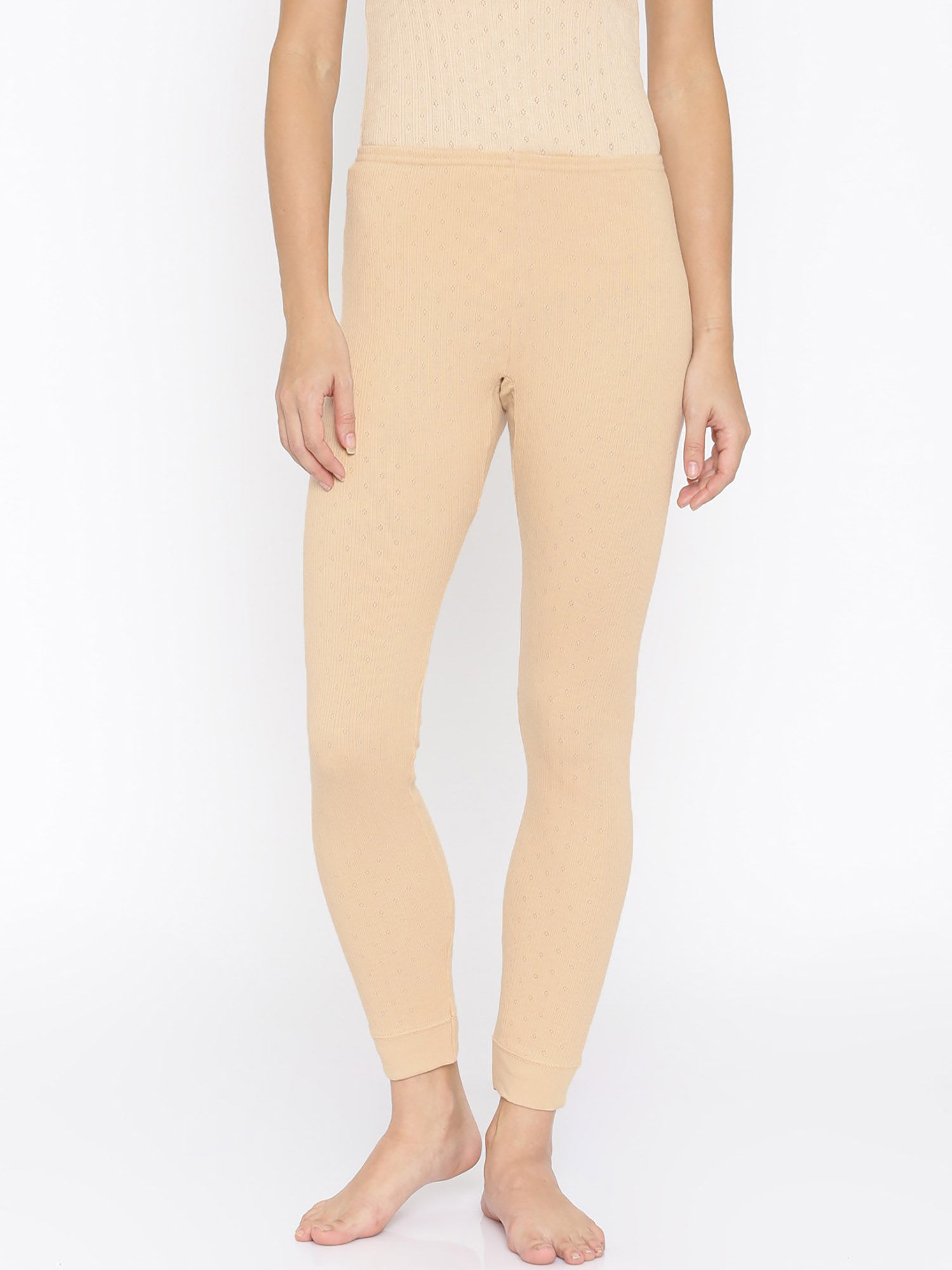 Kanvin Beige Patterned Thermal Leggings 