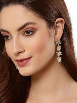 Karatcart - Embellished Kundan Floral Shaped Drop Earrings