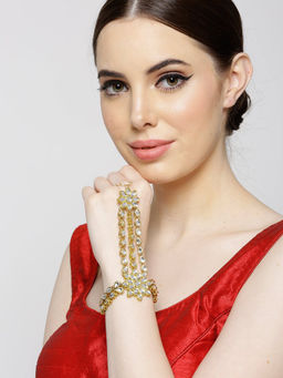 Karatcart - Gold Plated Kundan Chain Hathphool